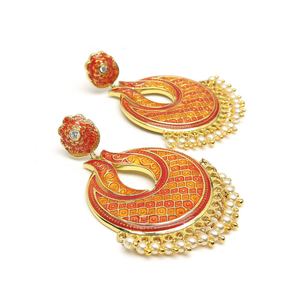 Classic Drizzle Enamel Chandbali Earrings