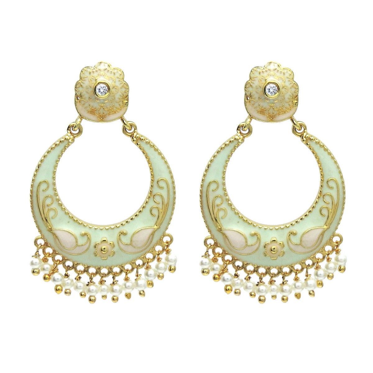 Pestal Enamel Chandbali Earrings