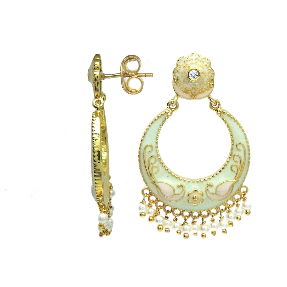 Pestal Enamel Chandbali Earrings