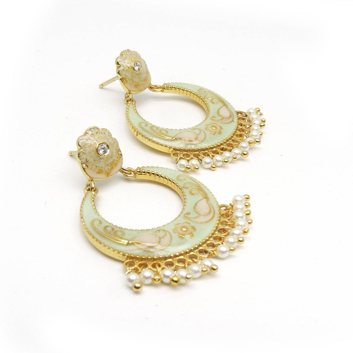 Pestal Enamel Chandbali Earrings