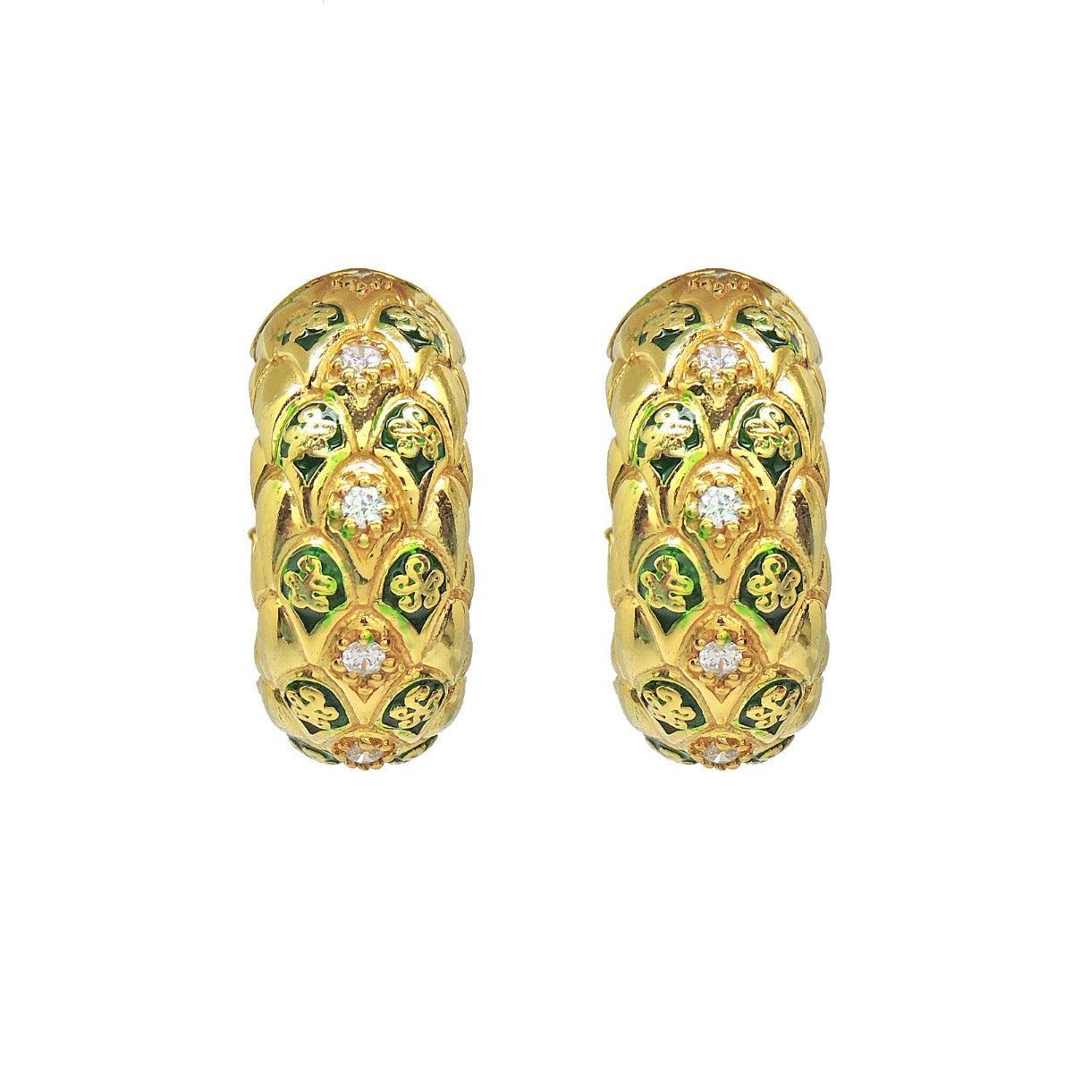 Opulent Enamel Hoops Earrings