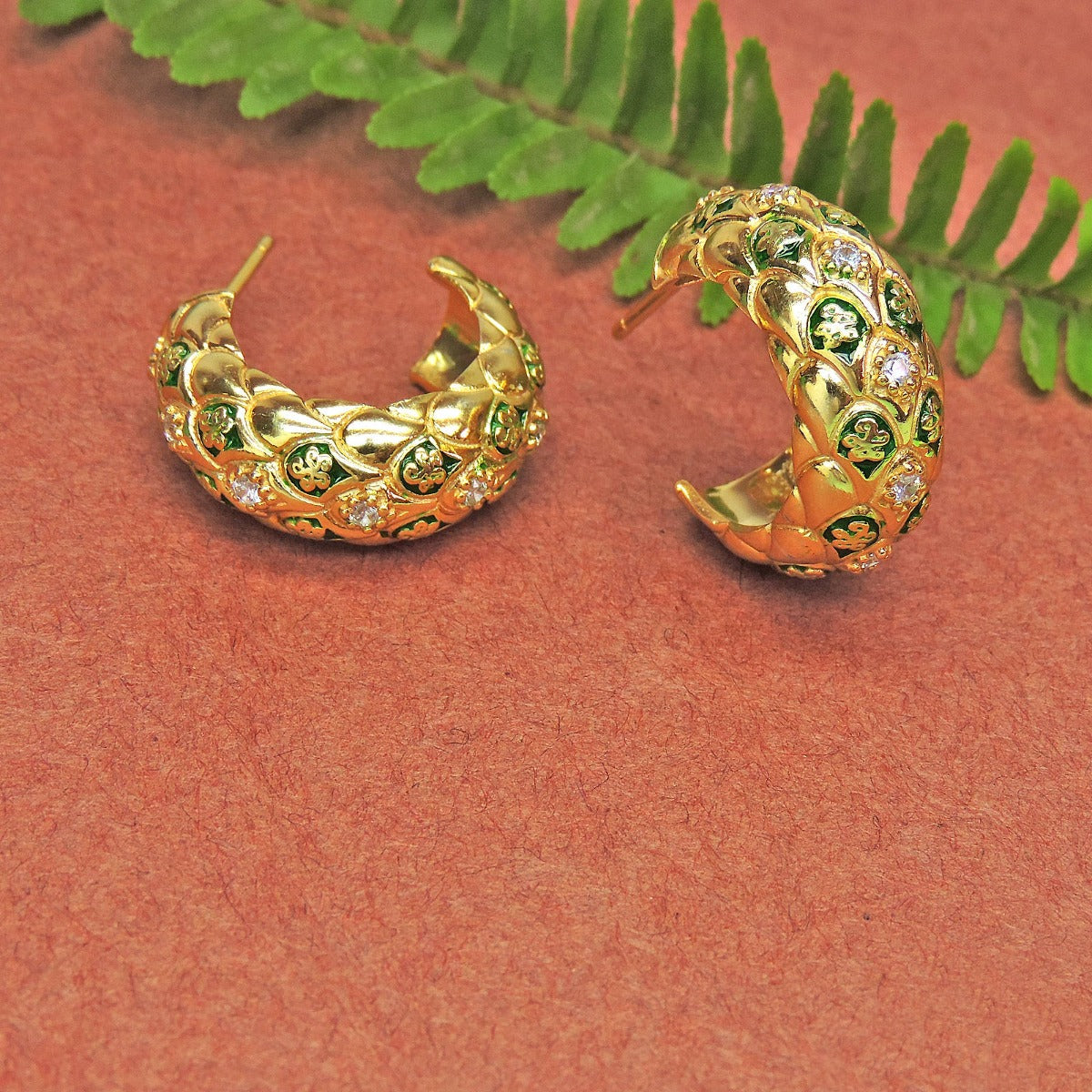 Opulent Enamel Hoops Earrings