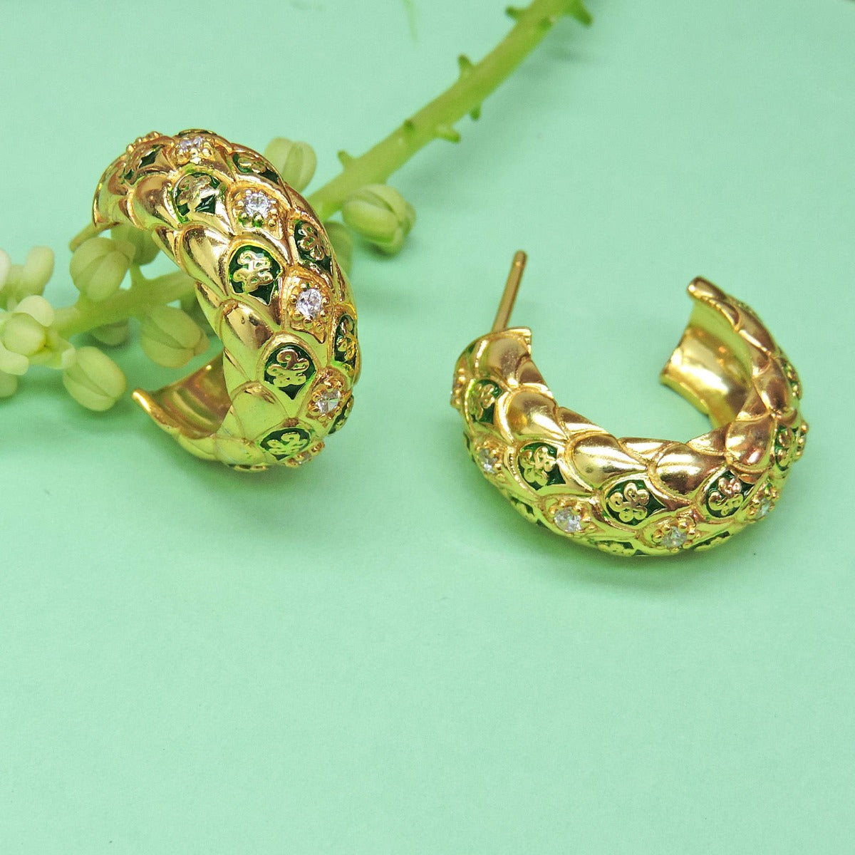 Opulent Enamel Hoops Earrings