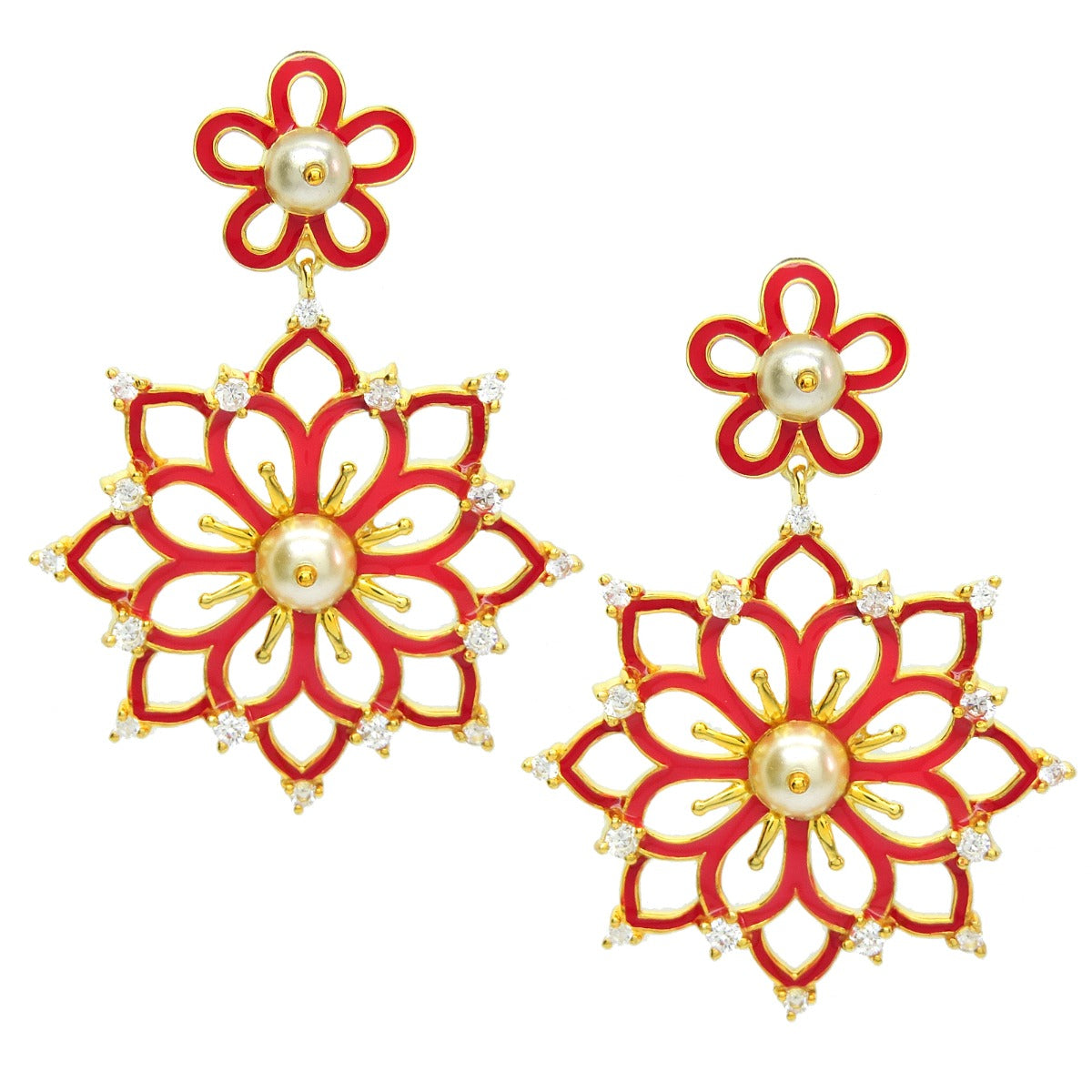 Spring Blossom Enamel Earrings