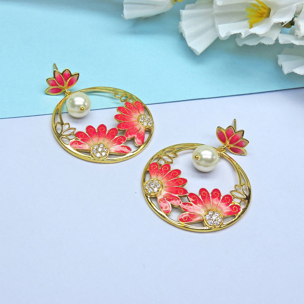 Fresh Blossom Enamel Earrings