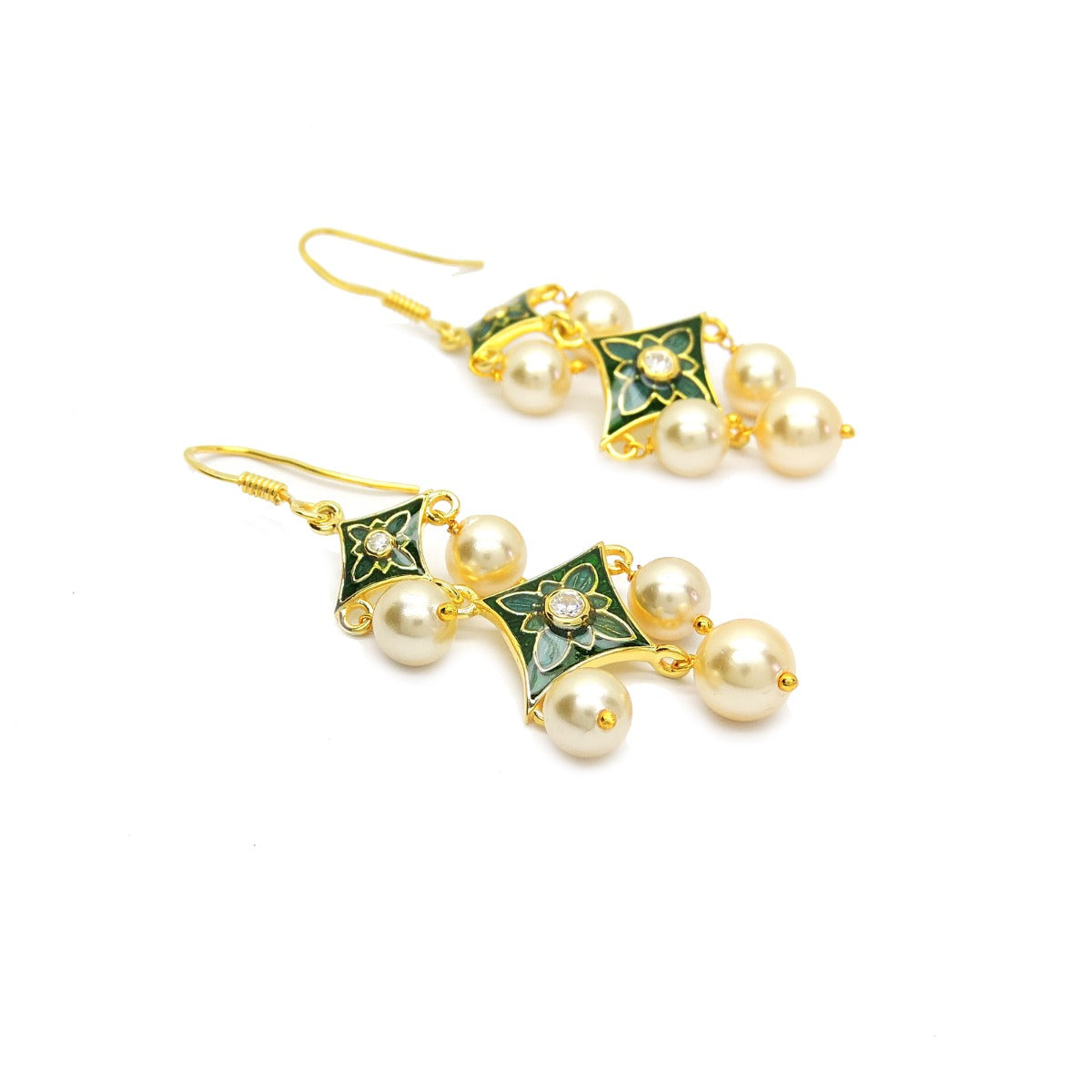 Green Summer Enamel Earrings