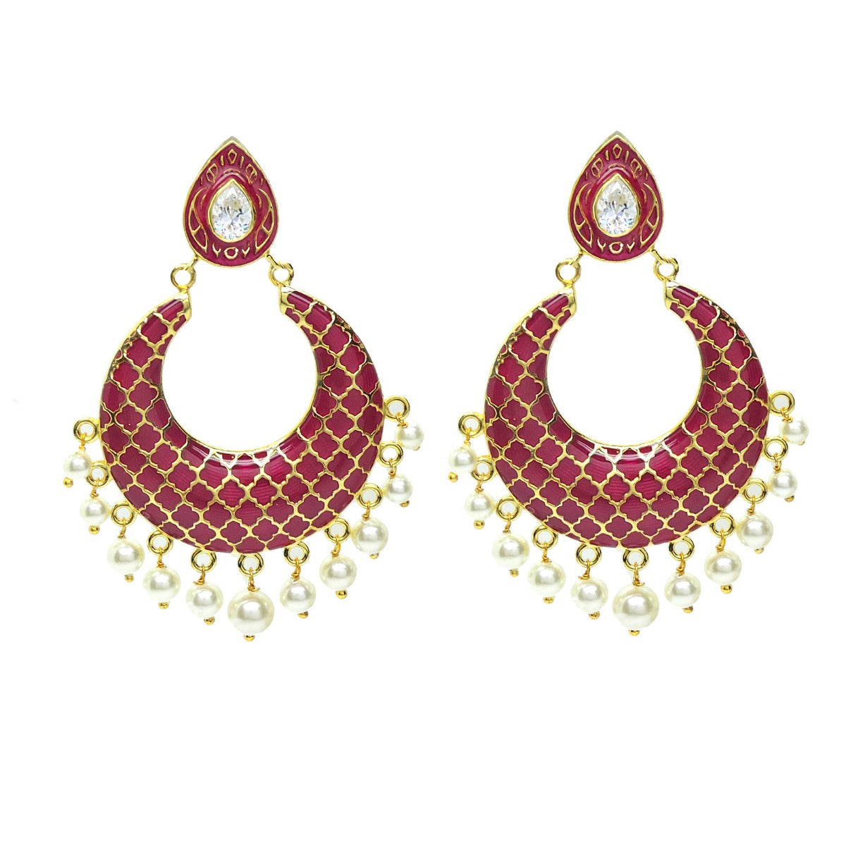Evening Diva Enamel Chandbali Earrings