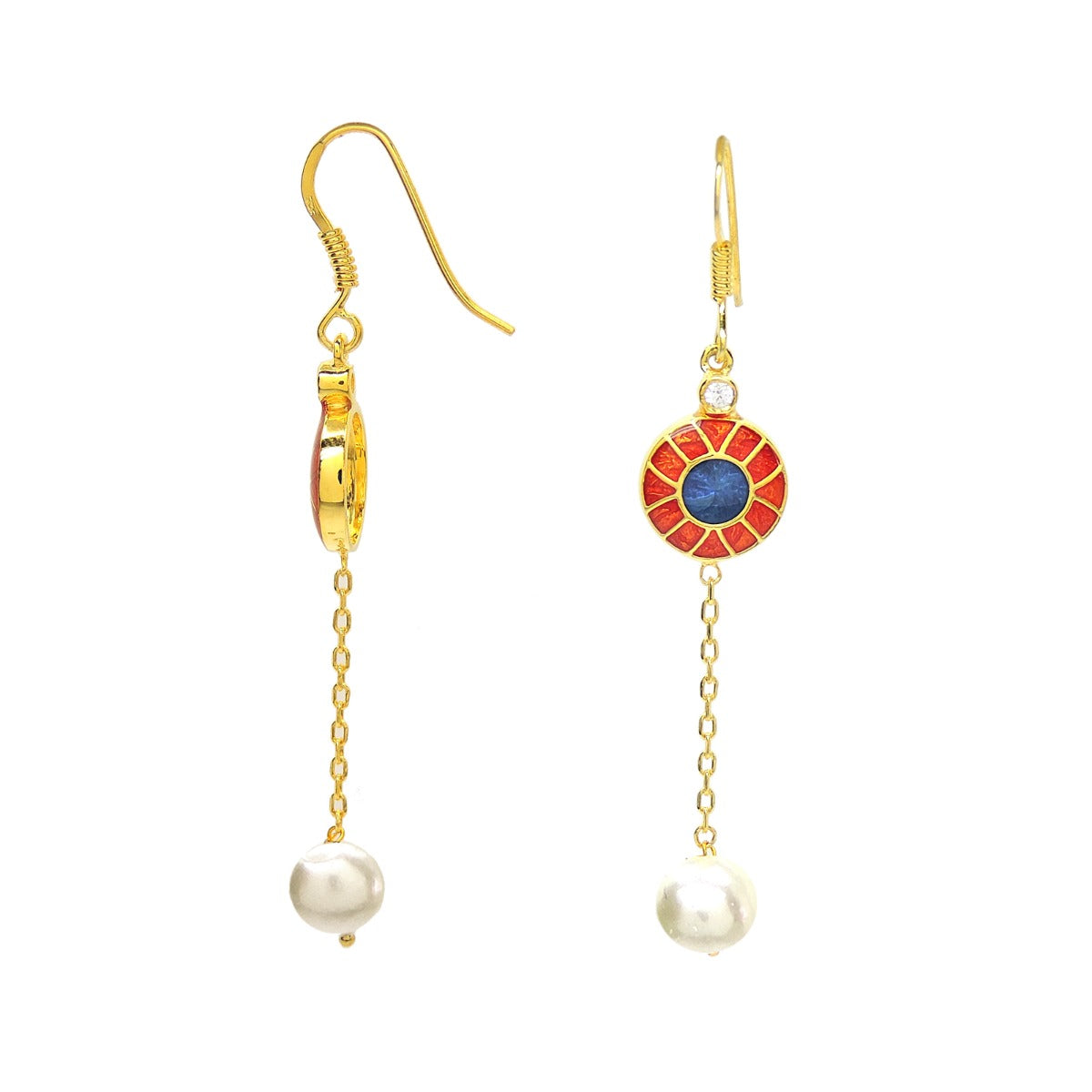 Simple Pearl Drop Enamel Earrings