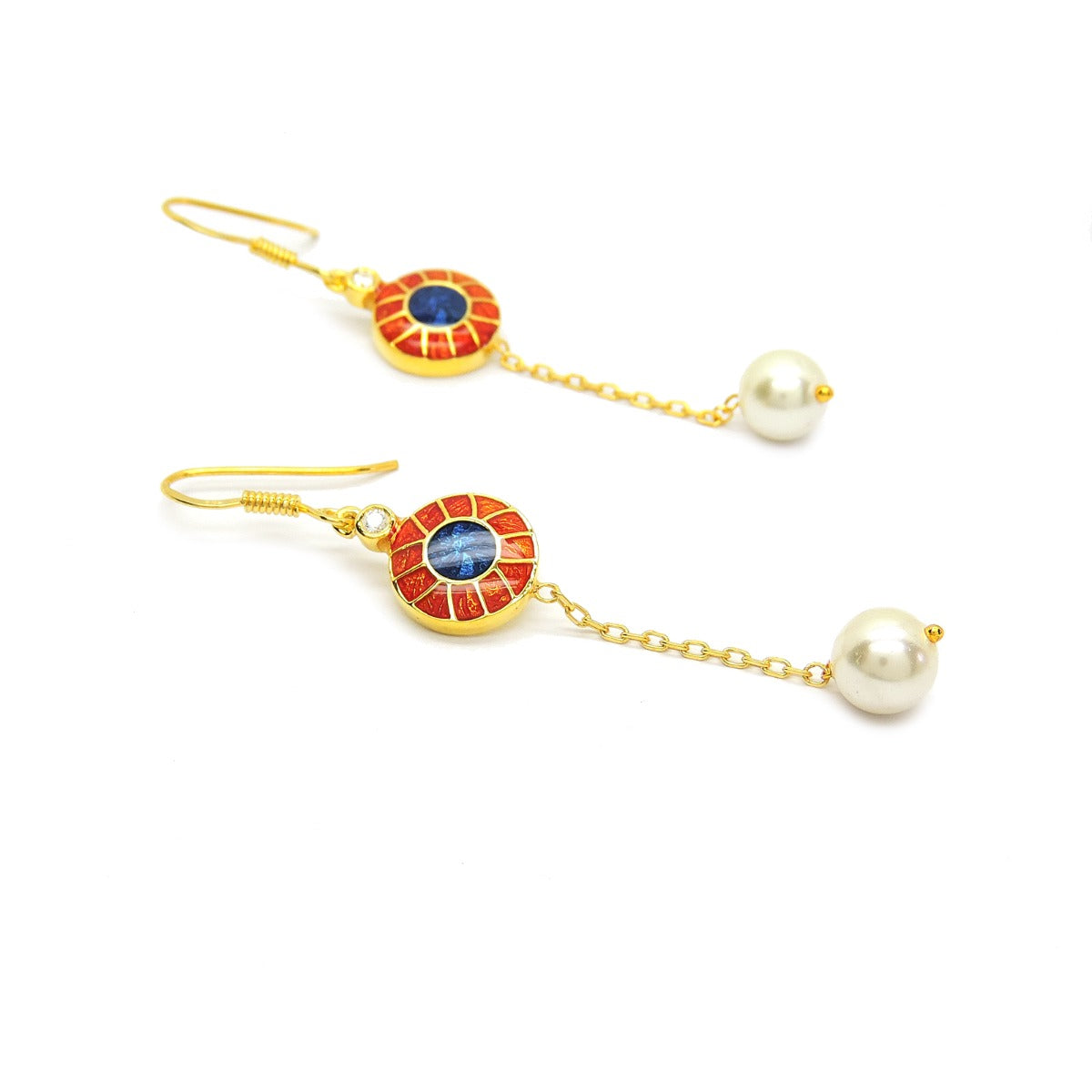 Simple Pearl Drop Enamel Earrings