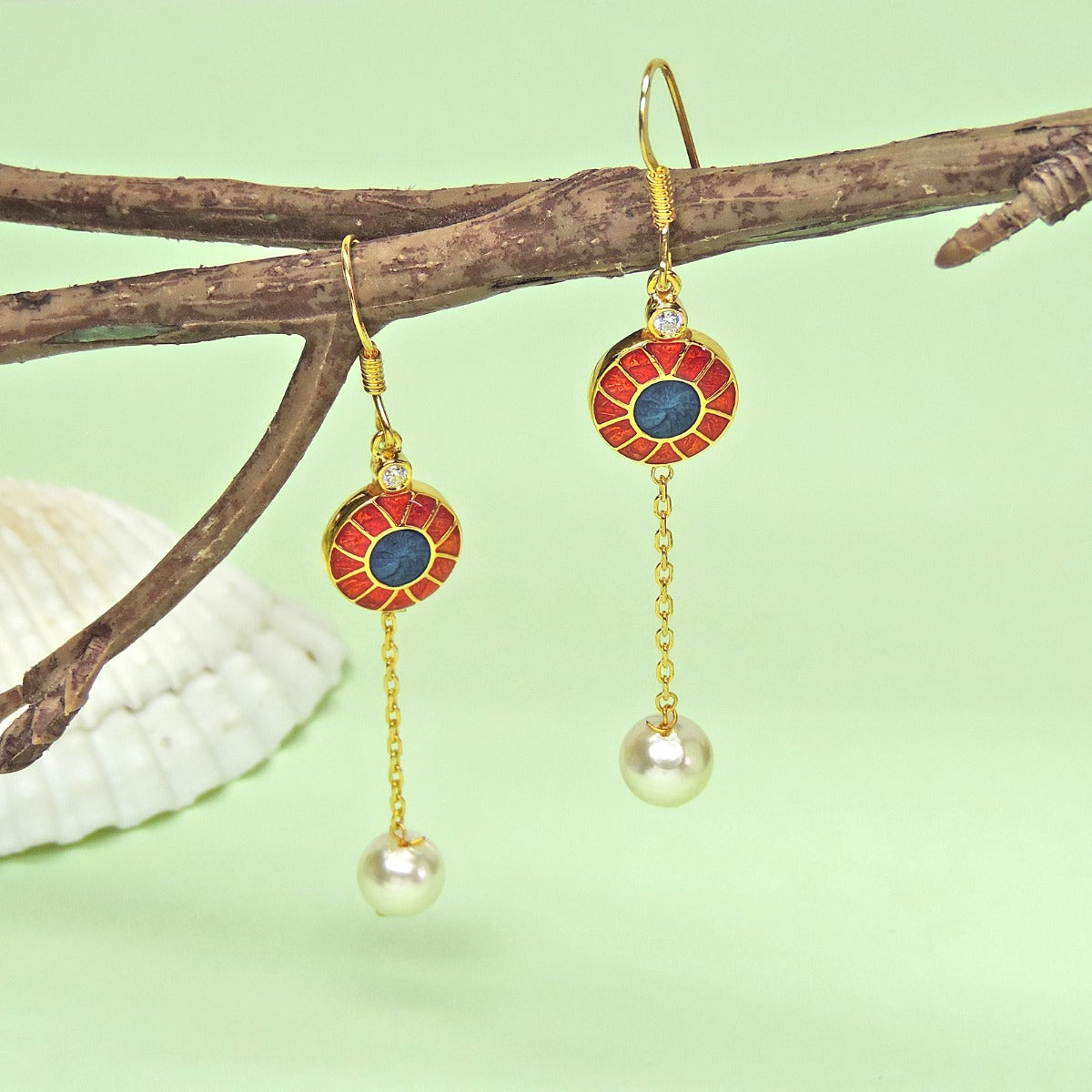 Simple Pearl Drop Enamel Earrings