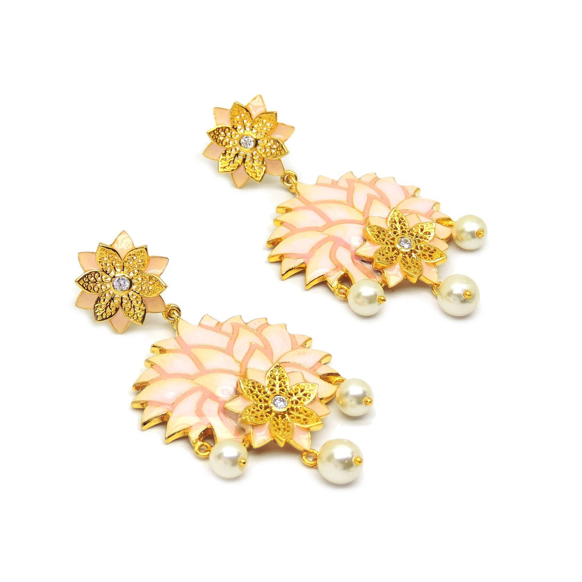 Gulabi Meenakari Enamel Earrings