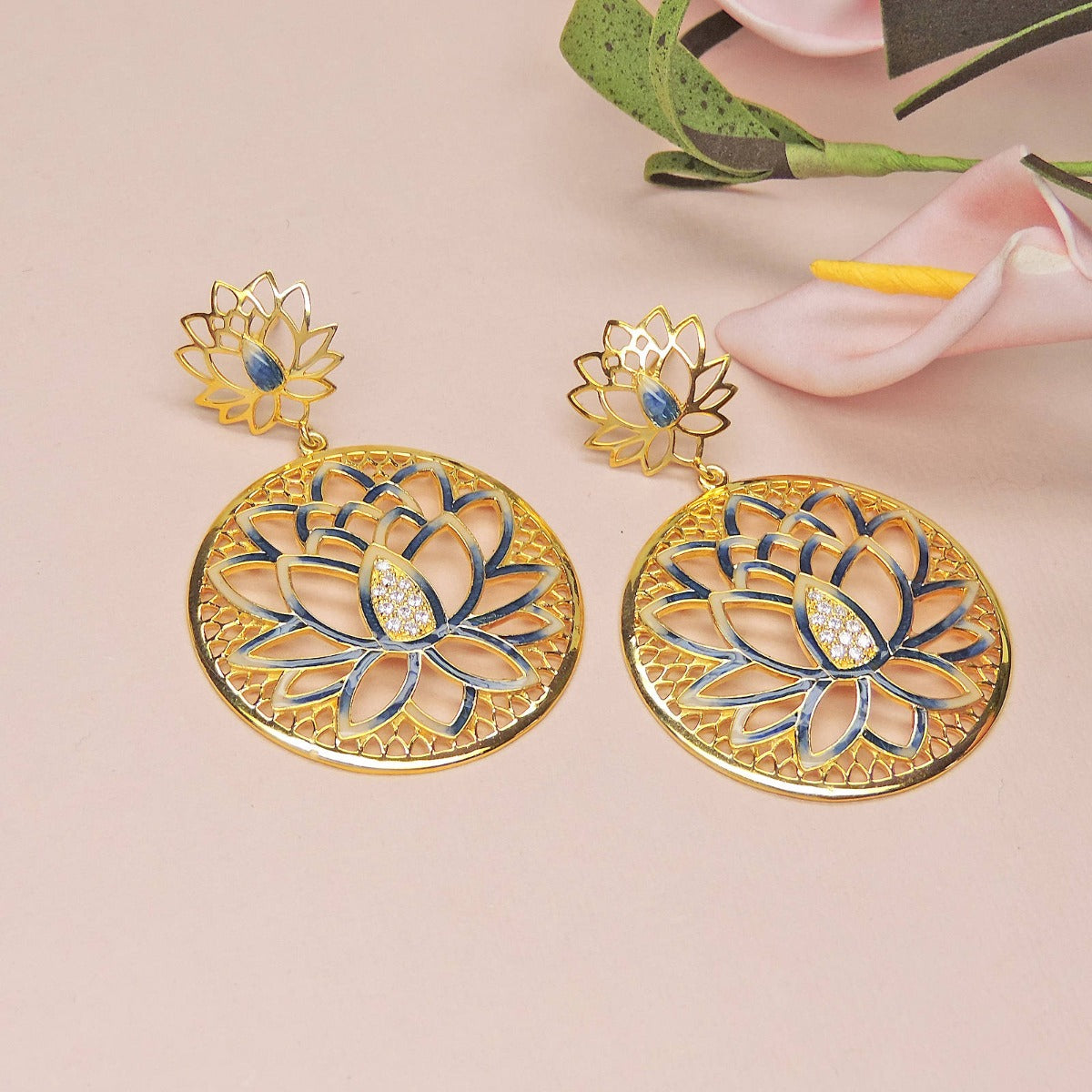 Lotus On My Mind Enamel Earrings