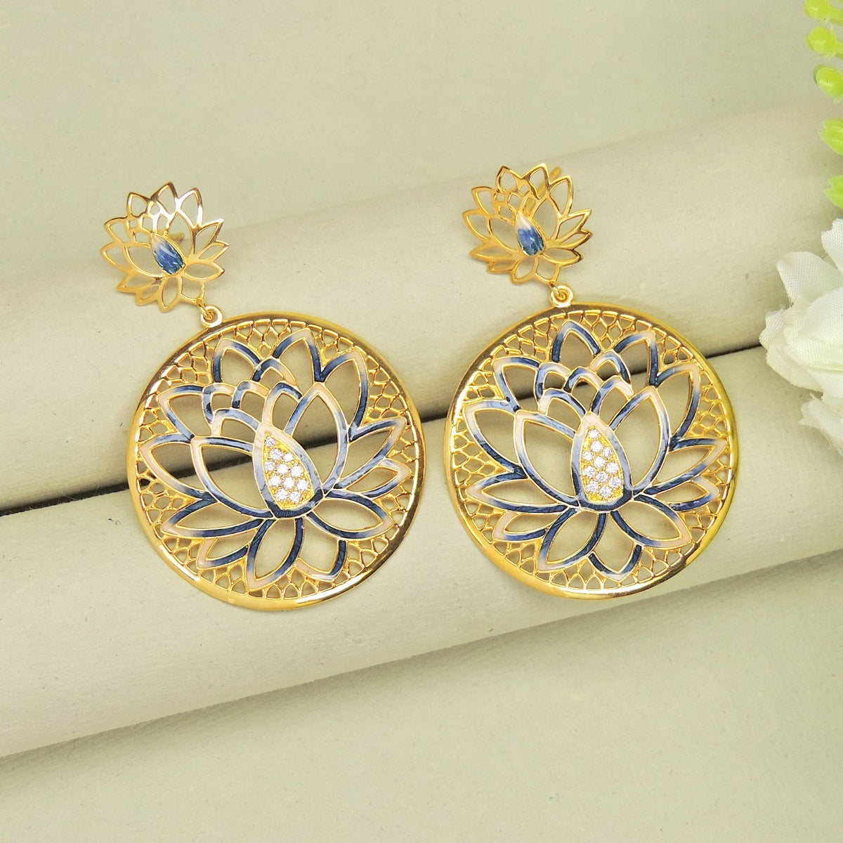 Lotus On My Mind Enamel Earrings