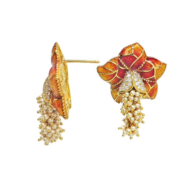 Royal Floret Enamel Drop Earrings