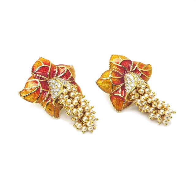 Royal Floret Enamel Drop Earrings
