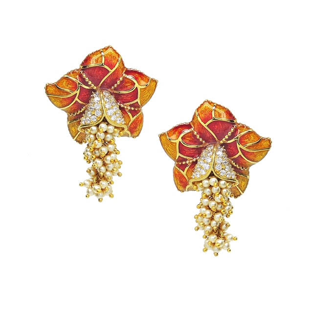 Royal Floret Enamel Drop Earrings