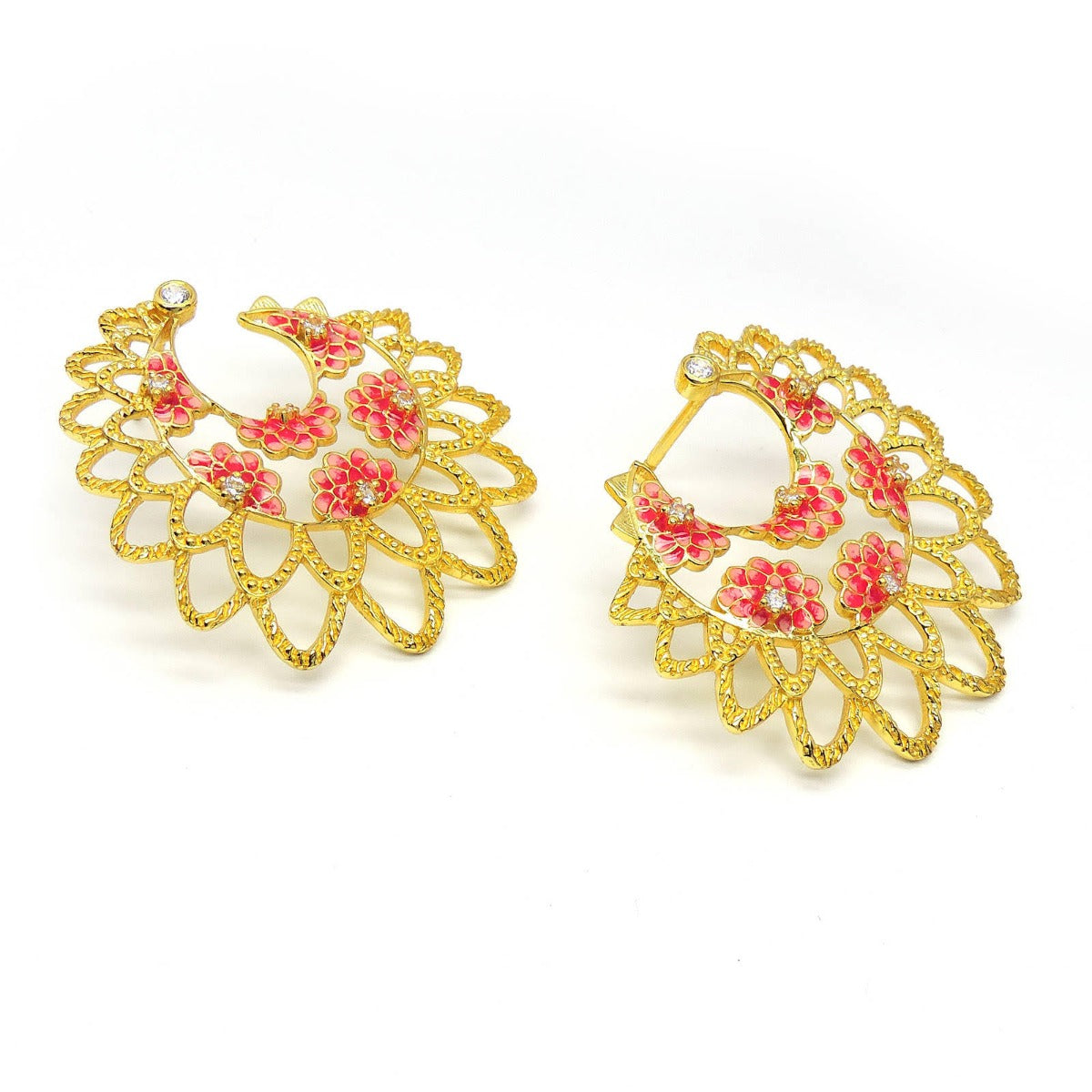 Pink Floret Enamel Earrings