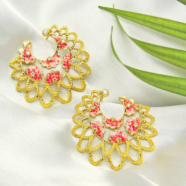 Pink Floret Enamel Earrings
