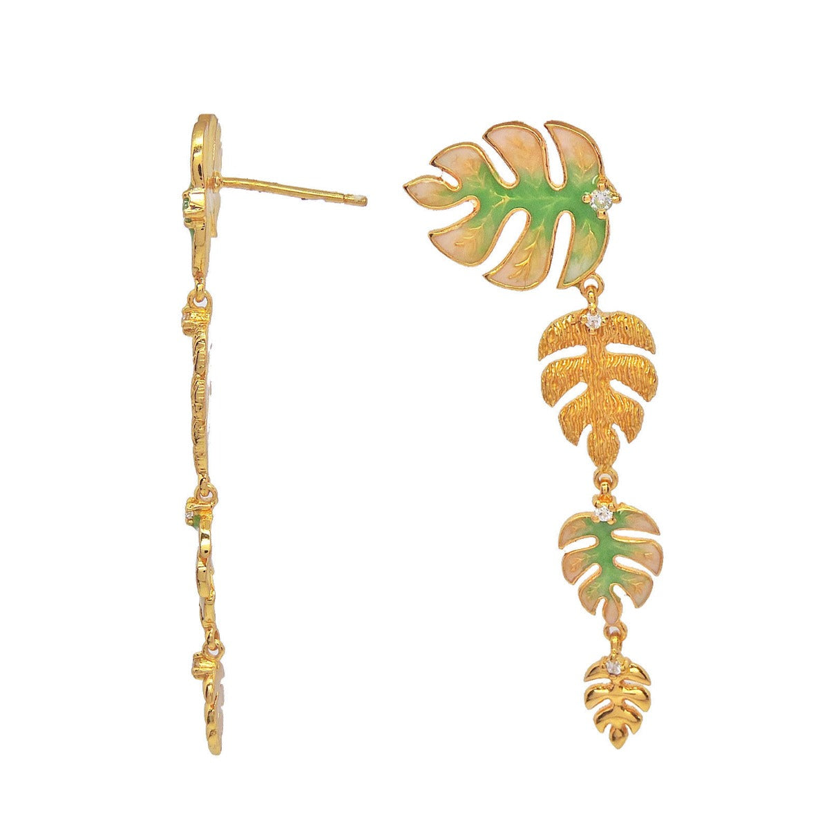 Radiant Leaf Enamel Drop Earrings
