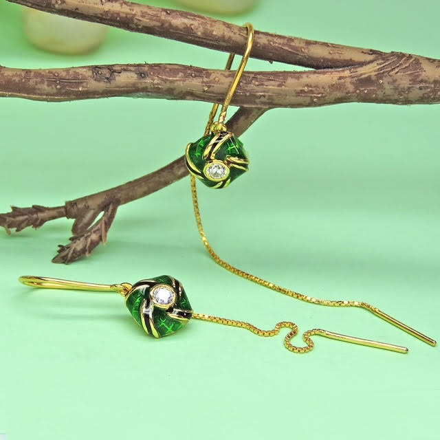 Delicate Enamel Sui Dhaga Earrings