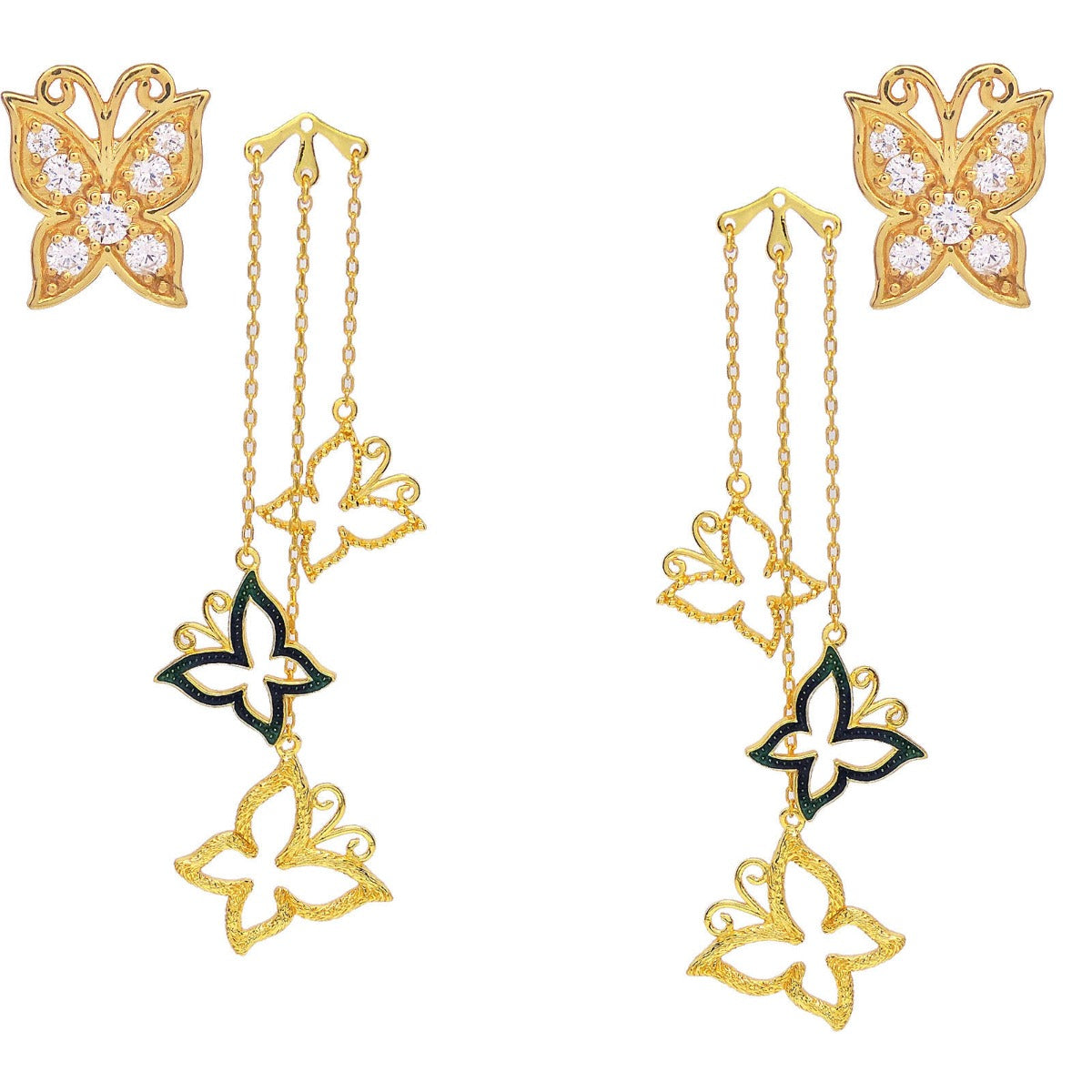 Fluttering Butterfly Drop Earrings