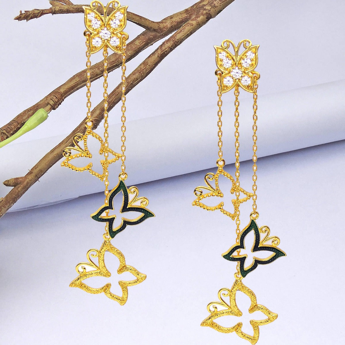 Fluttering Butterfly Drop Earrings