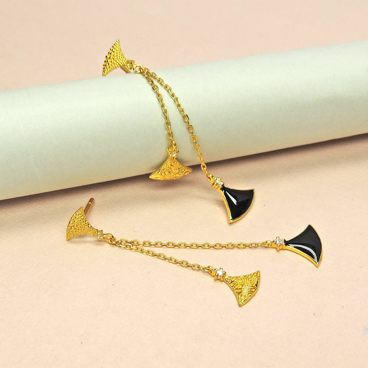 Trigon Enamel Drop Earrings