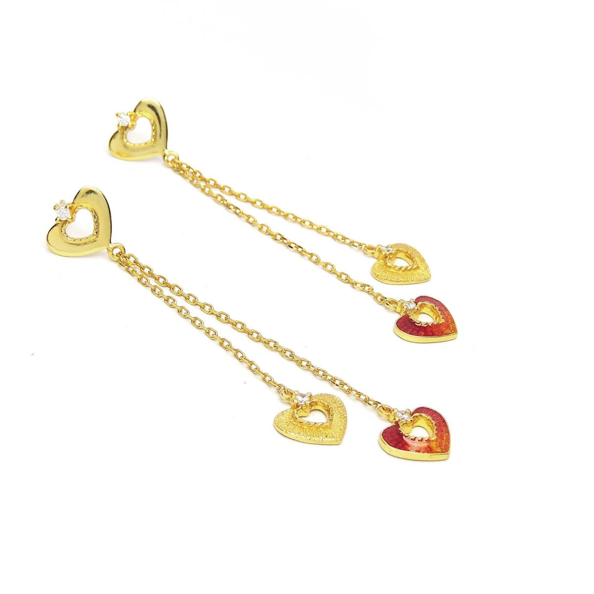 Blooming Heart Enamel Drop Earrings