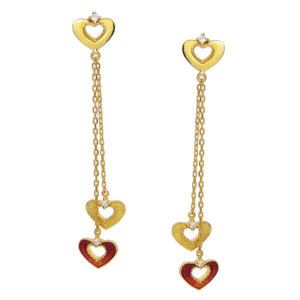 Blooming Heart Enamel Drop Earrings