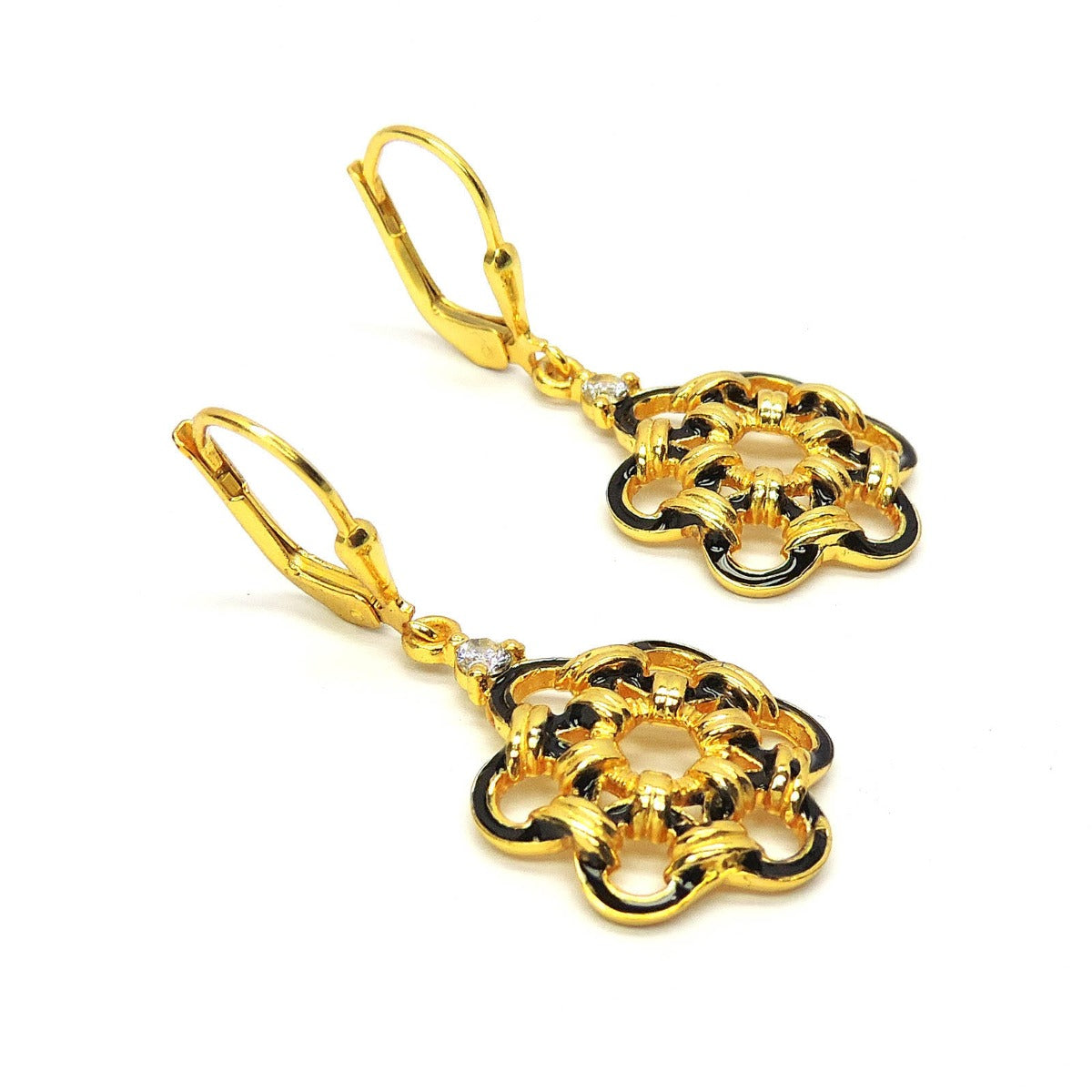 Intertwined Floret Enamel Drop Earrings