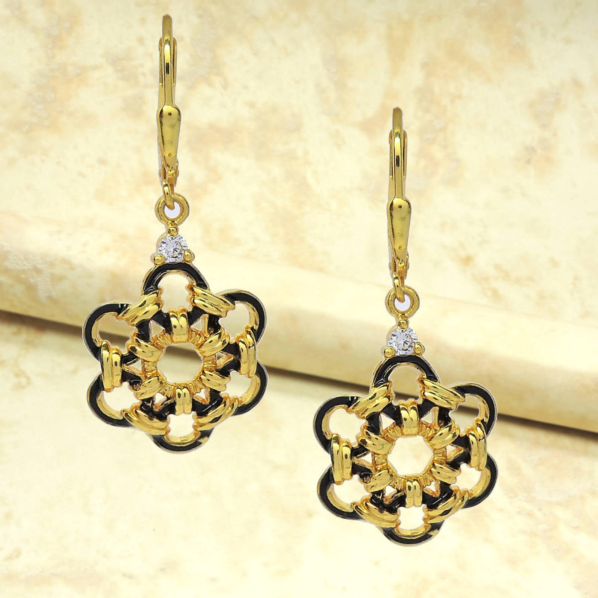 Intertwined Floret Enamel Drop Earrings