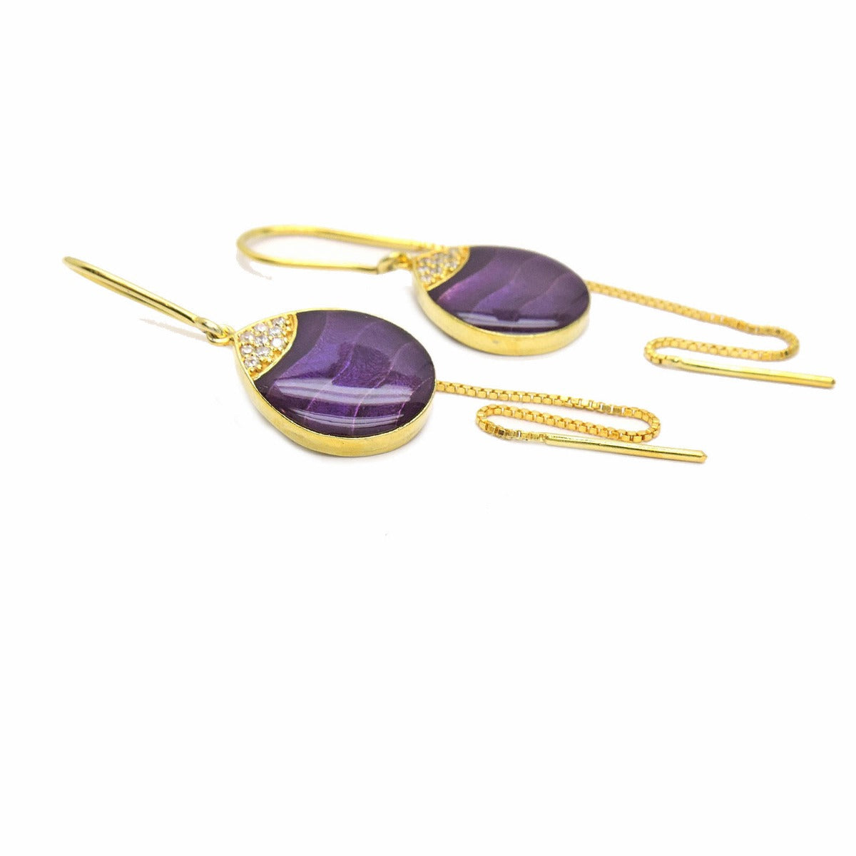 Dew Drop Enamel Sui Dhaga Earrings