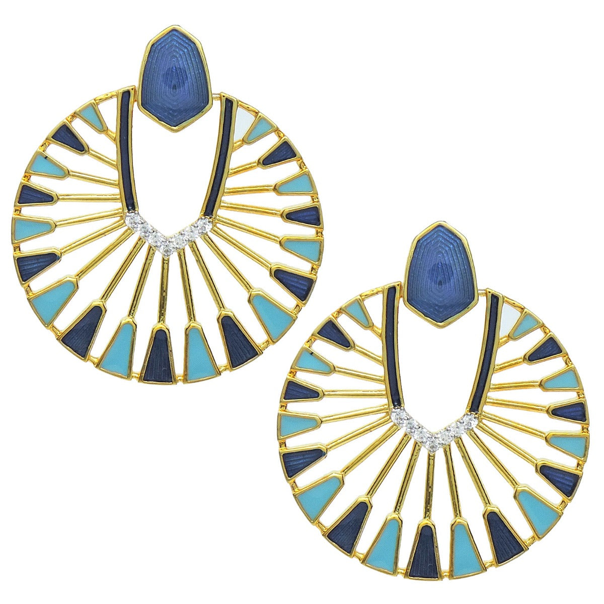 Enamel Semicircle Chandbali Earrings