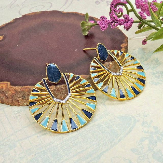 Enamel Semicircle Chandbali Earrings