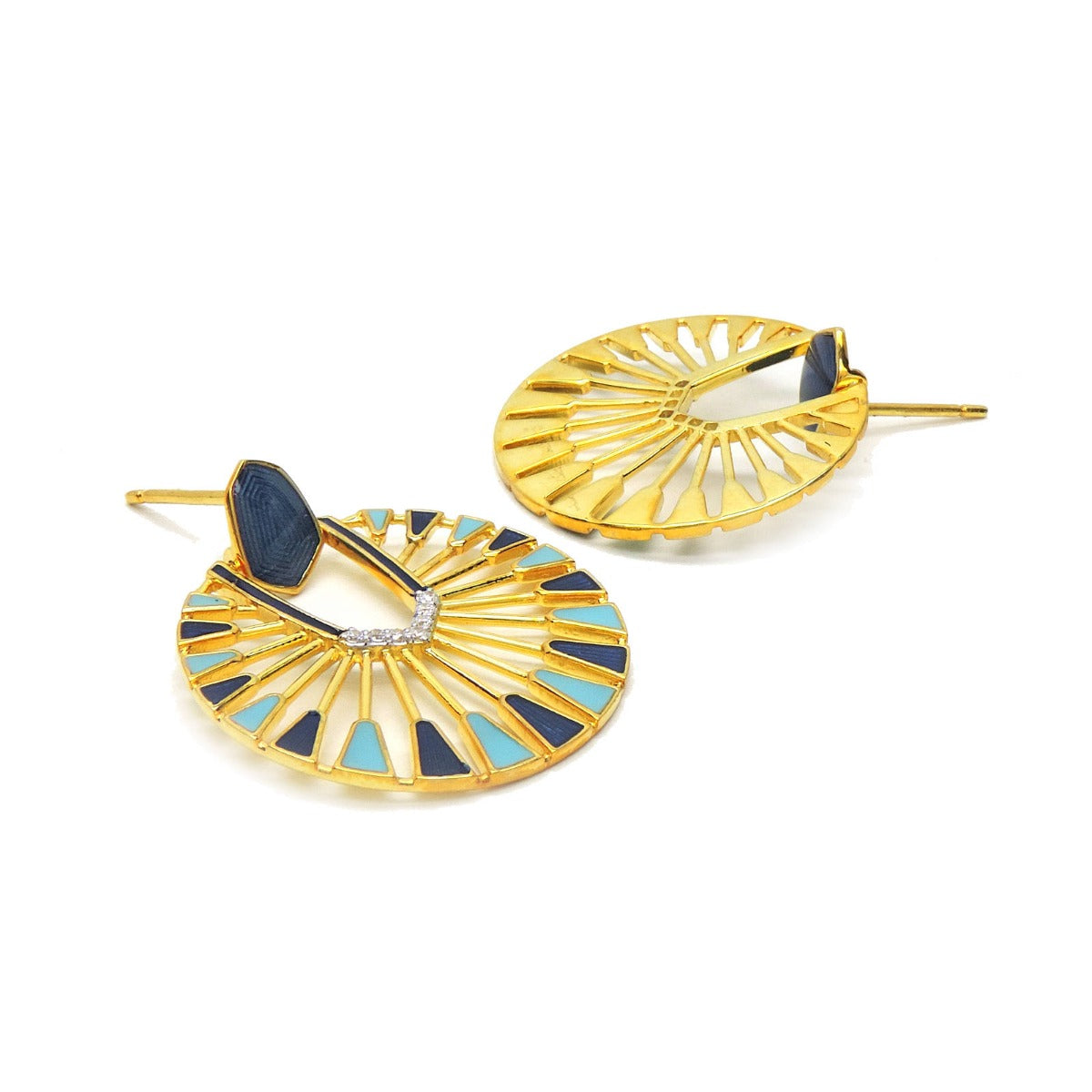 Enamel Semicircle Chandbali Earrings