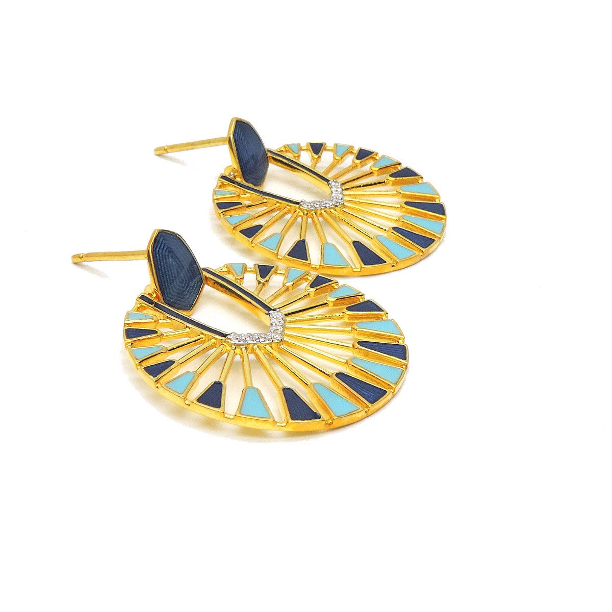 Enamel Semicircle Chandbali Earrings
