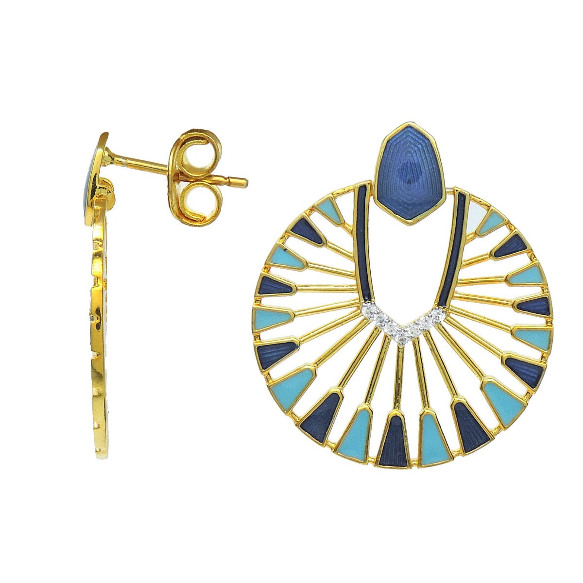 Enamel Semicircle Chandbali Earrings