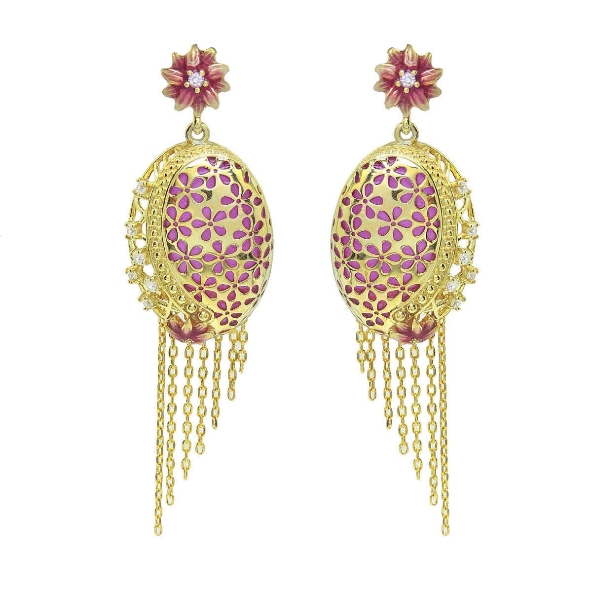 Modest Flower Chandbali Earrings