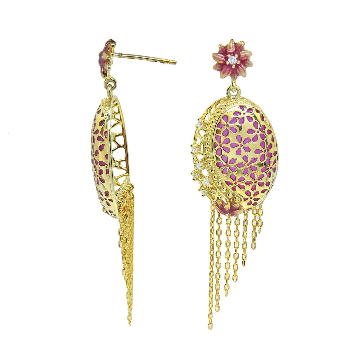 Modest Flower Chandbali Earrings