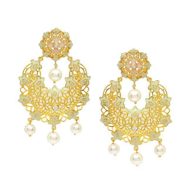 Lorea Cutout Flower Chandbali Earrings