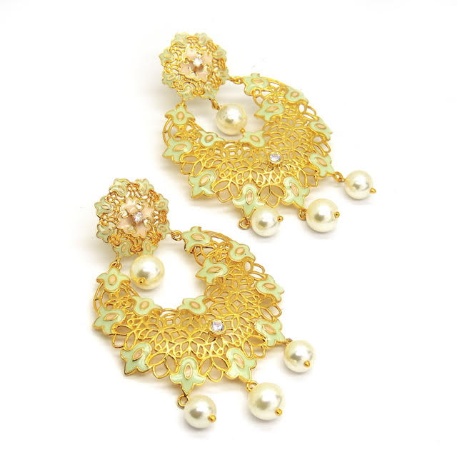 Lorea Cutout Flower Chandbali Earrings