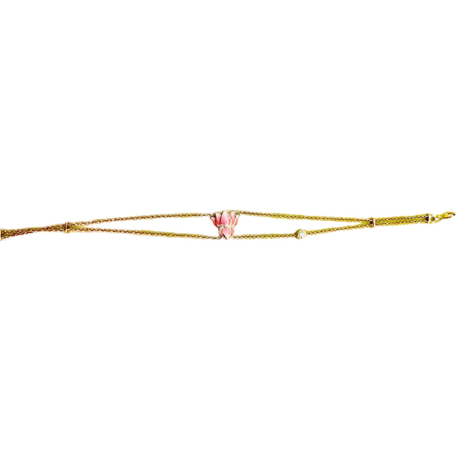 Lotus Pink Enamel Diamond Bracelet