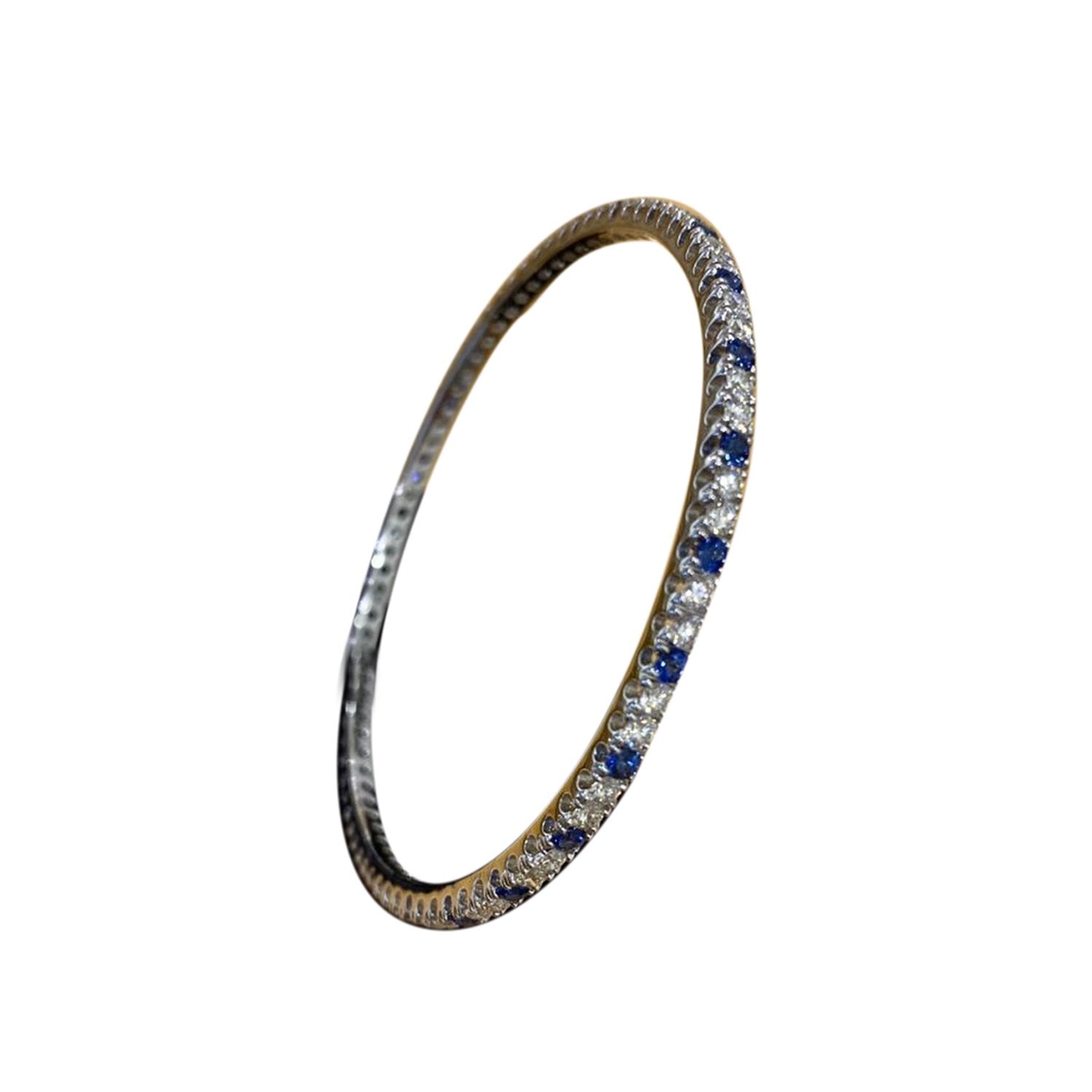 Dainty Blue Sapphire Diamond Bangle