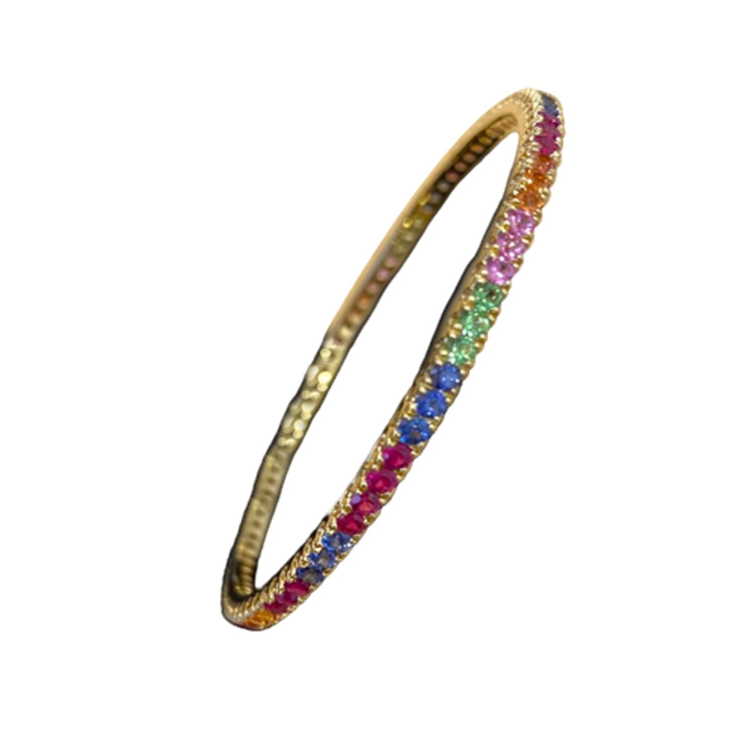 Rainbow Coloured Sapphire Diamond Bangle
