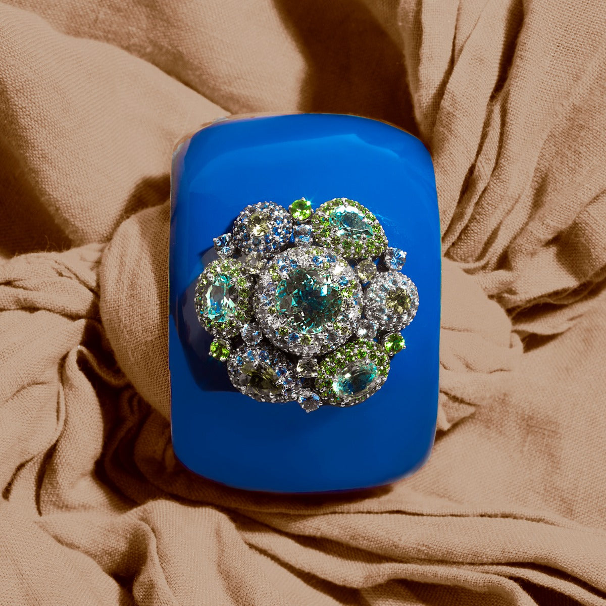 Blue Enamel Diamond Cuff