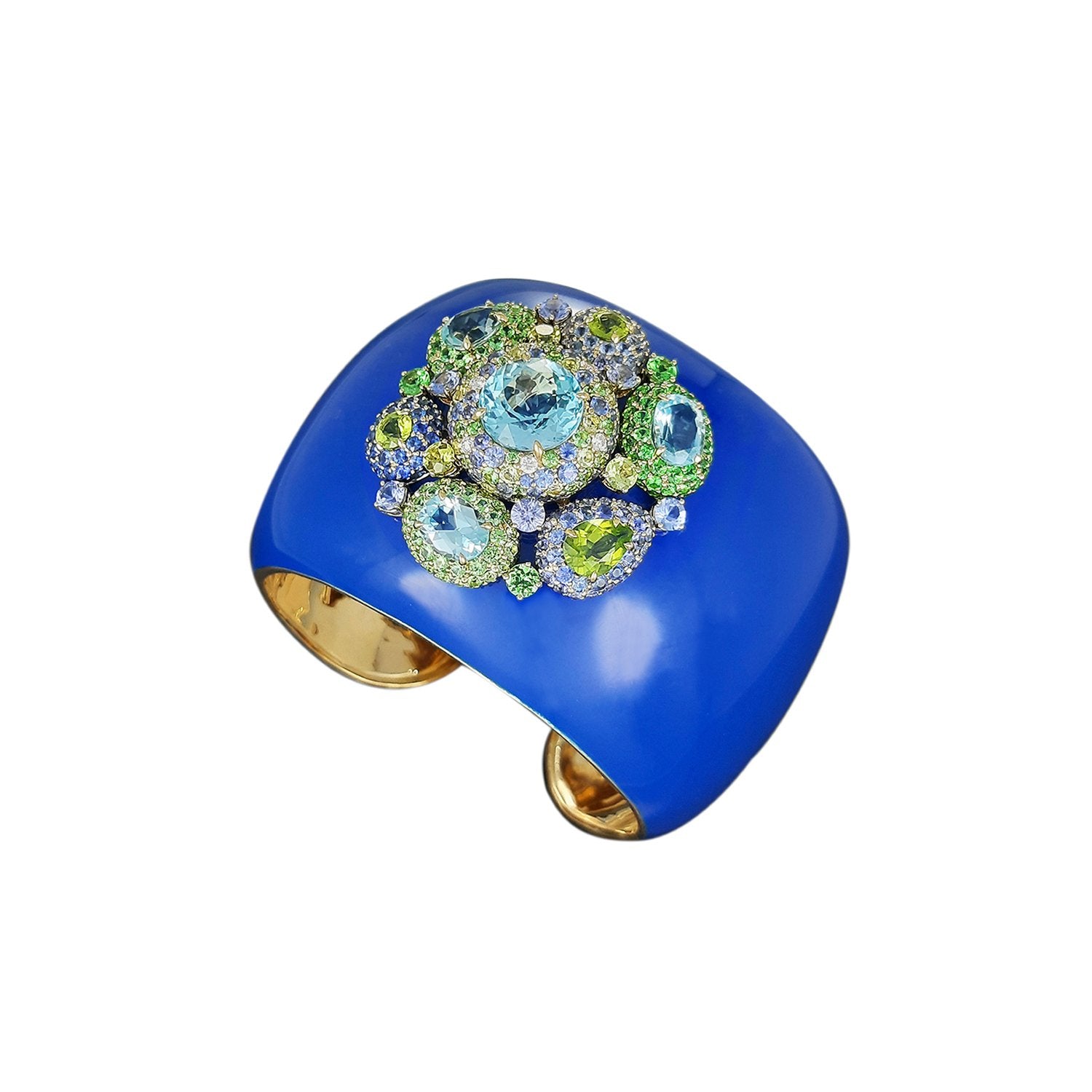 Blue Enamel Diamond Cuff