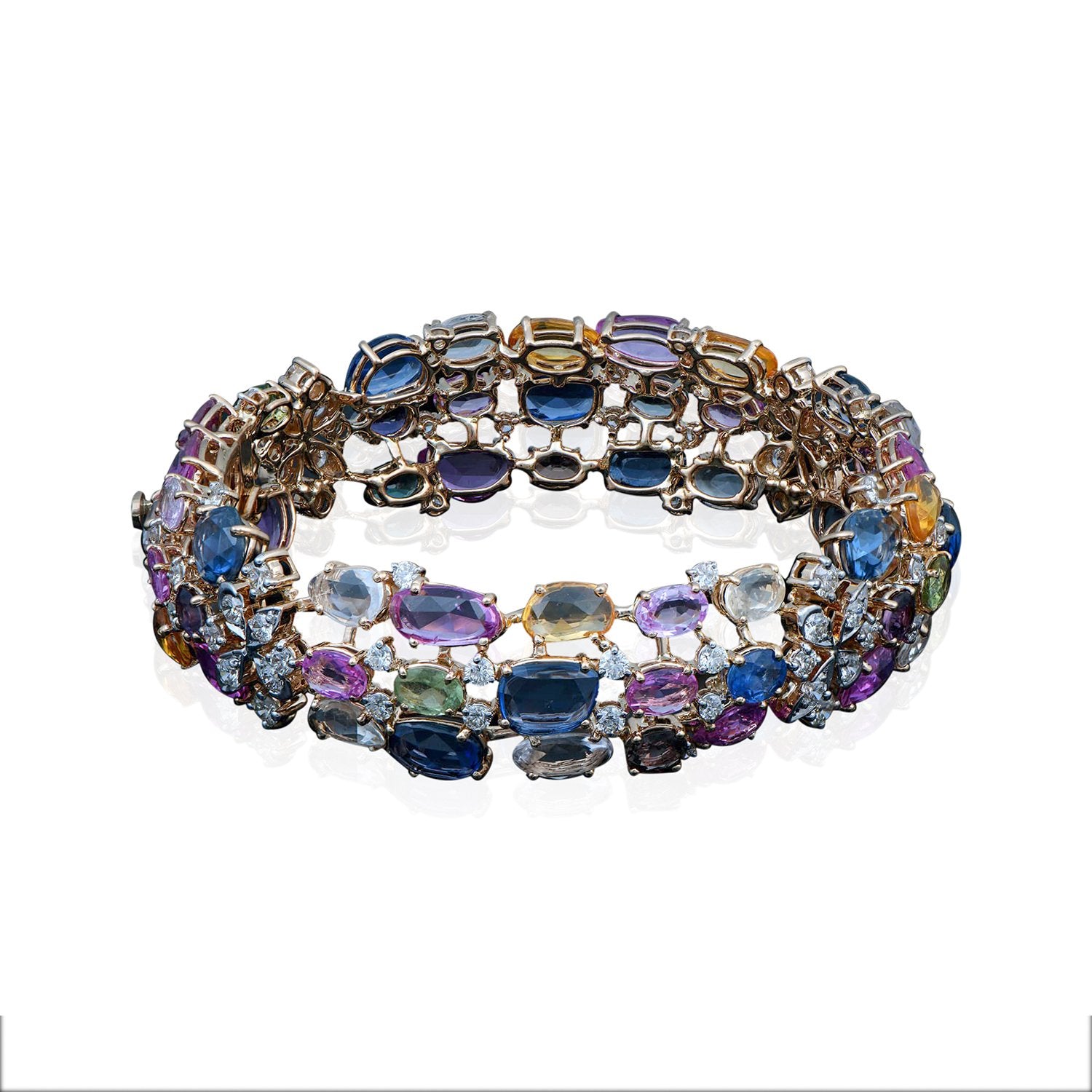 Coloured Stones Diamond Cuff