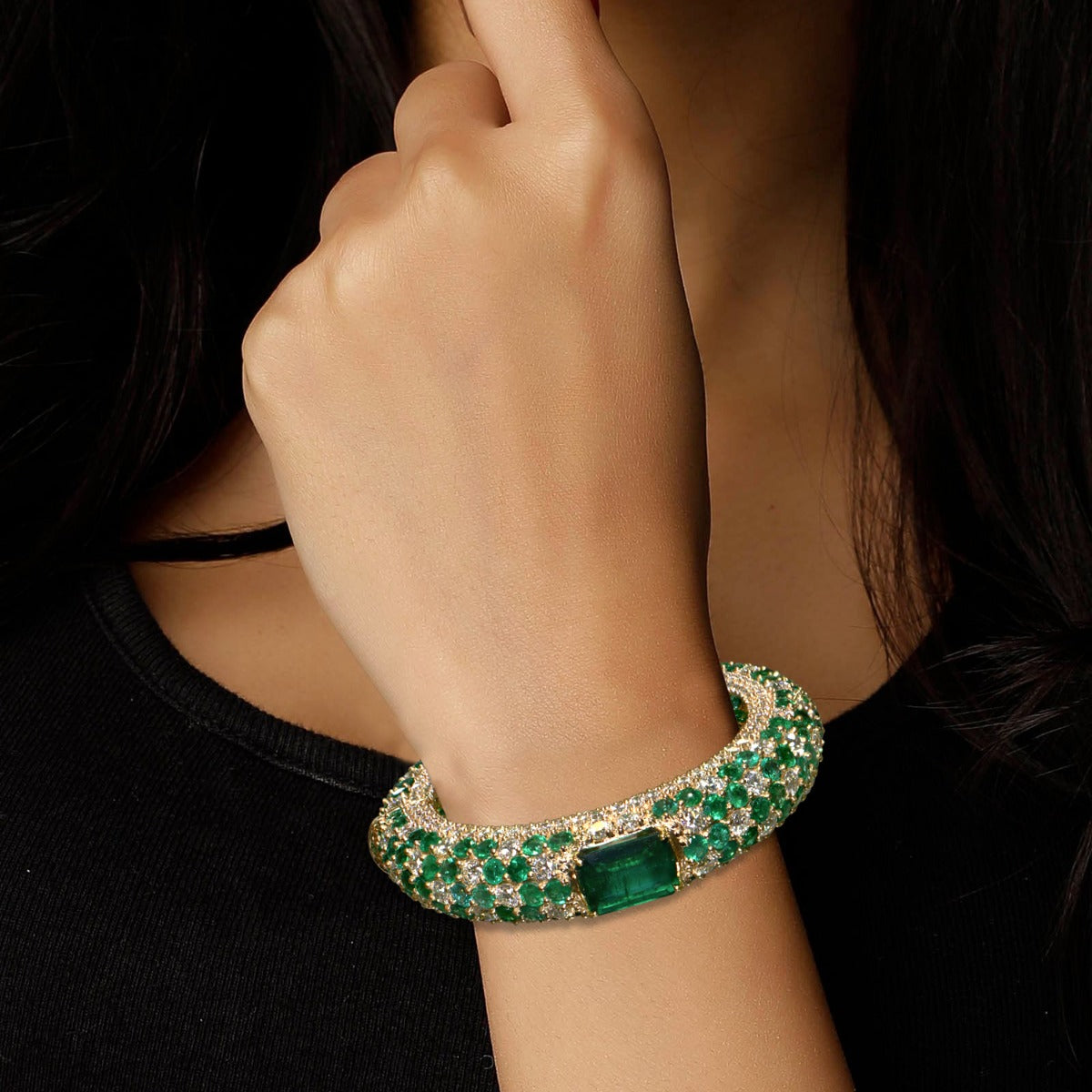 Green Emerald Chunky Bangle