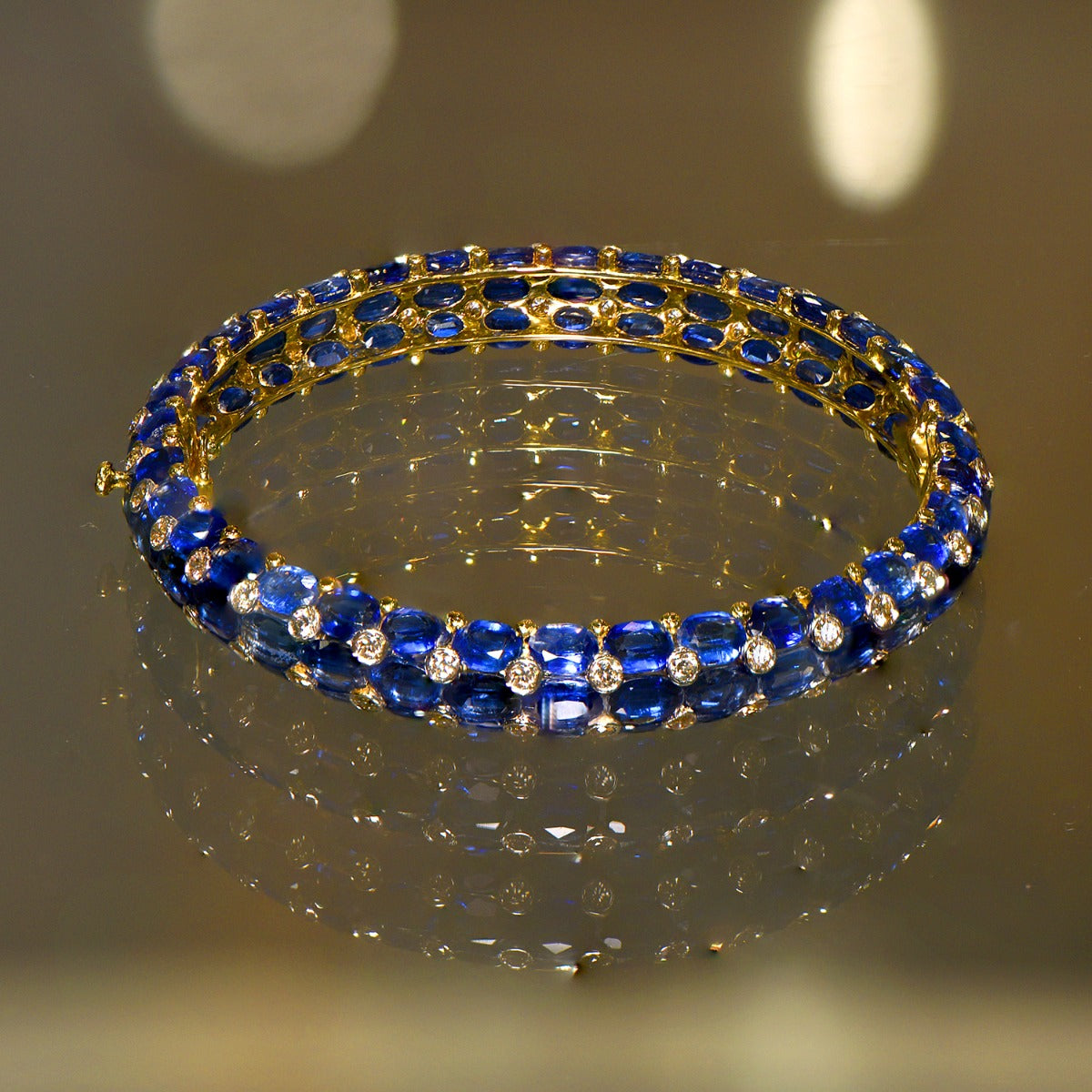 Blue Sapphire Diamond Bangle
