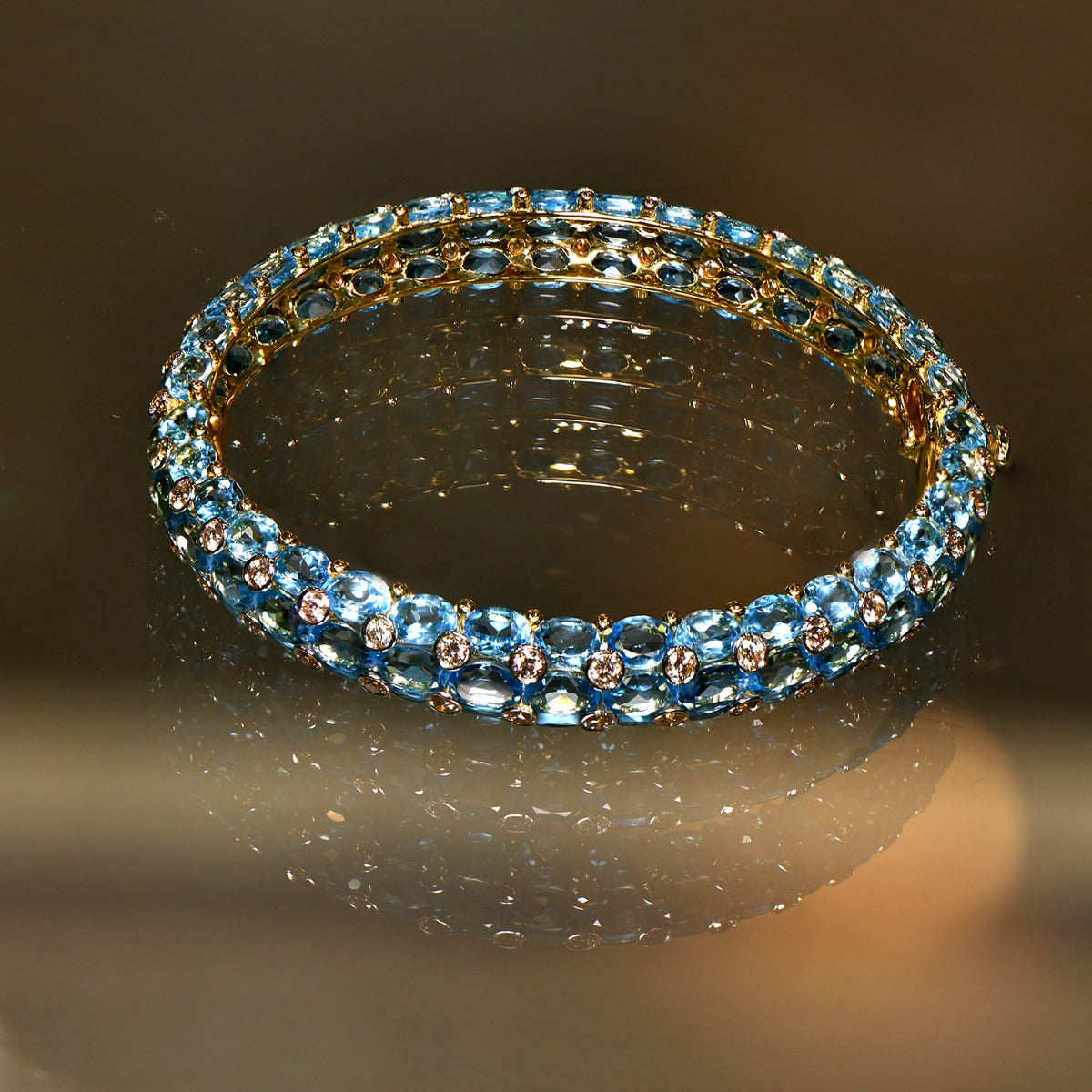 Sky Blue Ringed Diamond Bangle